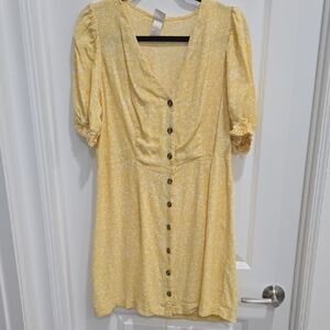 H&M Bright Yellow Patterned Dress